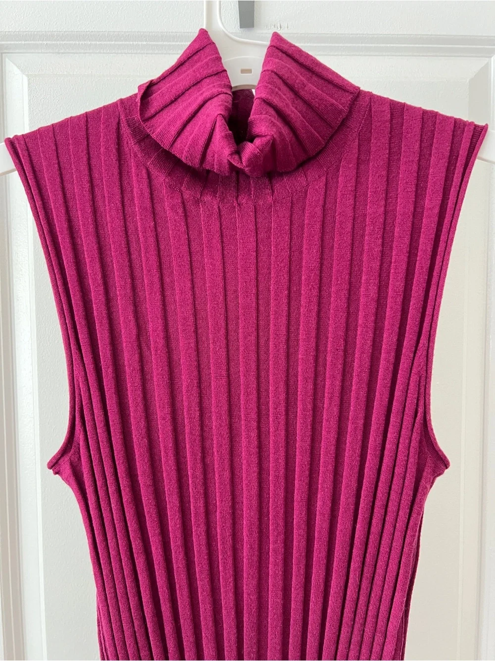 J. Crew NWT Turtleneck Sweater-Tank Dark Pink Ribbed Knit Large